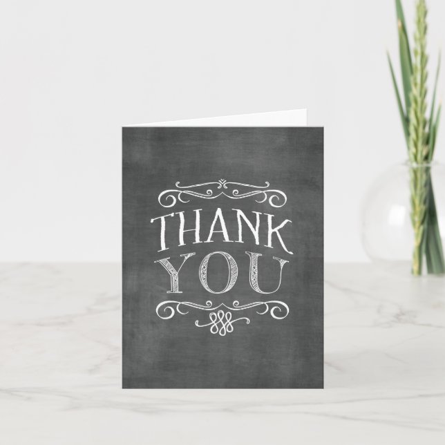 Vintage Chalkboard Lettering Thank You Card (Front)