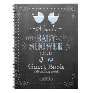 Vintage Chalkboard Look- Baby Shower Guest Book- Notebook