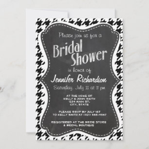 Vintage Chalkboard look; Black & White Houndstooth Invitation