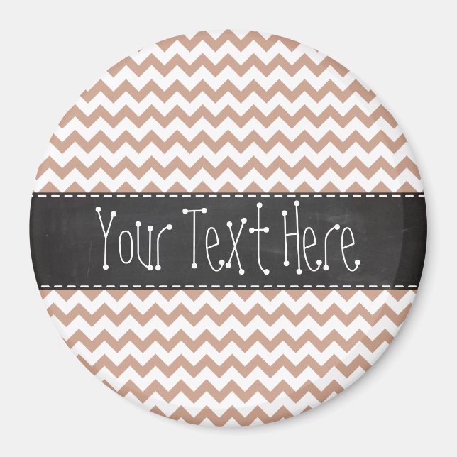 Vintage Chalkboard look; Brown Chevron Pattern Magnet (Front)
