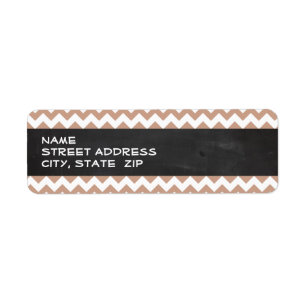 Vintage Chalkboard look; Brown Chevron Pattern Return Address Label
