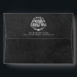 Vintage Chalkboard Merry Christmas Return Address  Envelope<br><div class="desc">Festive boho Christmas holidays return address envelopes for you to personalise with your own family name and address details on a chalkboard background. The inner features falling snowflakes and you can even customise the background colour to match your holiday theme. Designed by Thisisnotme©</div>