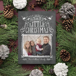 Vintage Chalkboard Merry Little Christmas Card<br><div class="desc">This vintage chalkboard style photo card features the phrase "have yourself a merry little Christmas" in hand lettering style fonts and hand drawn accents. Customise it with your family photo and names!</div>