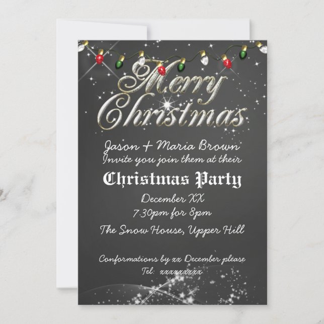 Vintage Chalkboard Multi Christmas Party Invitation (Front)