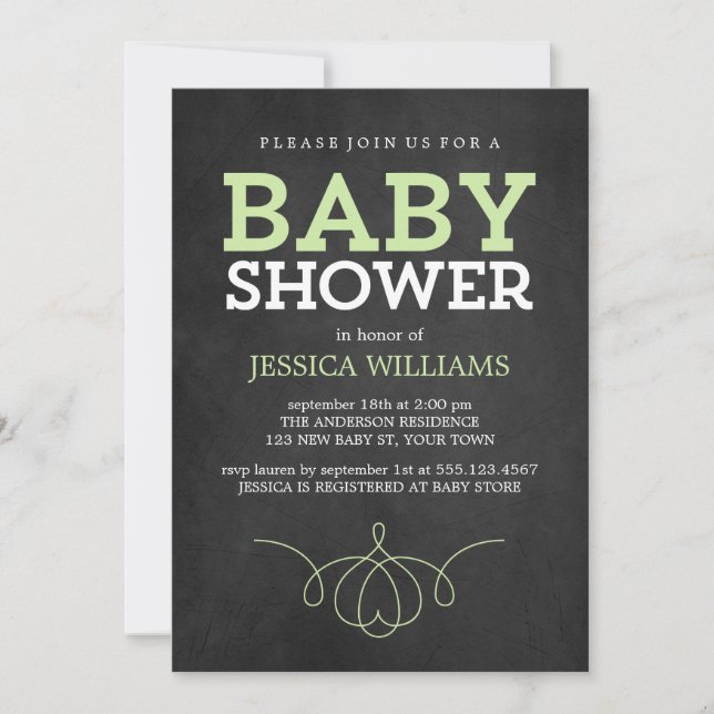 Vintage Chalkboard Neutral Gender Baby Shower Invitation (Front)