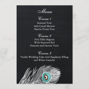 Vintage Chalkboard peacock wedding menu cards