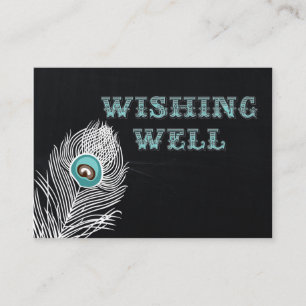 Vintage Chalkboard peacock wedding wishing well Enclosure Card