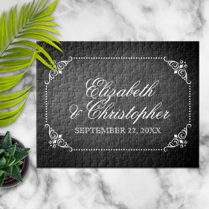 Vintage Chalkboard Personalised Wedding Date Jigsaw Puzzle