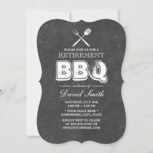 Vintage Chalkboard Retirement BBQ Party Invitation