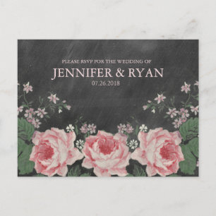 Vintage Chalkboard Rose RSVP Postcard