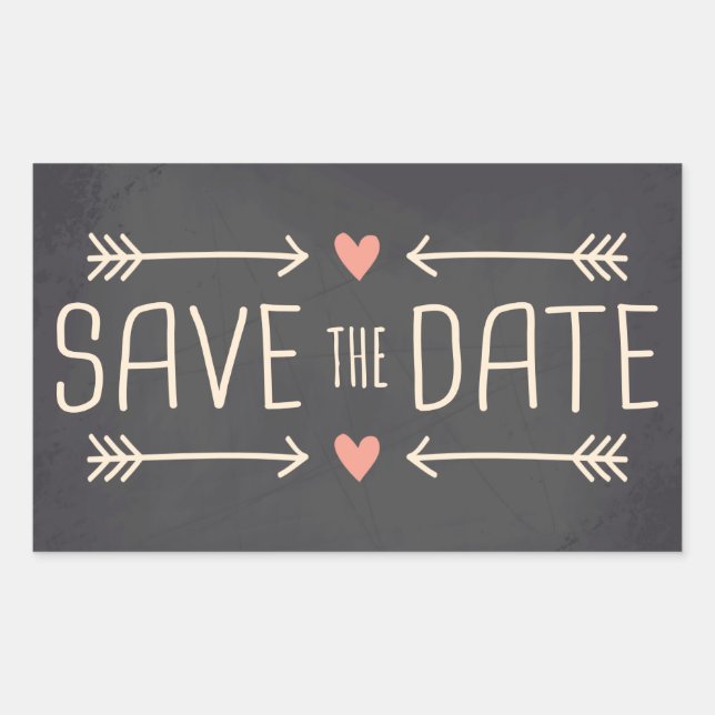 Vintage Chalkboard Save the Date Design Rectangular Sticker (Front)