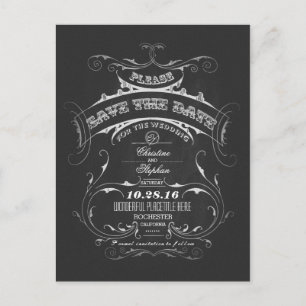 Vintage chalkboard save the date postcard