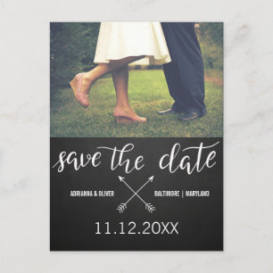 Vintage Chalkboard Save The Date Typography Photo Announcement Postcard