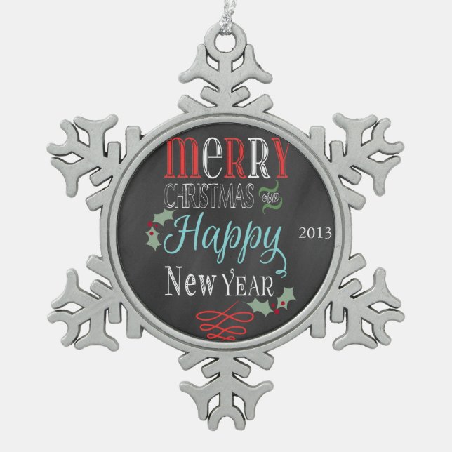 Vintage Chalkboard Snowflake Ornament (Front)