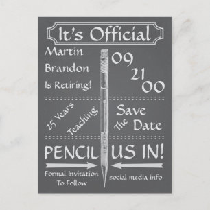 Vintage Chalkboard Style Retirement Save The Date Announcement Postcard