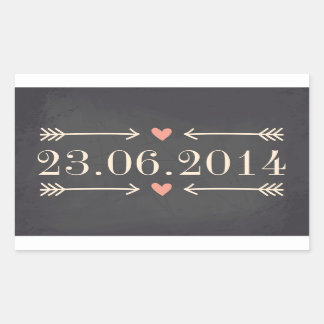 Vintage Chalkboard Style Wedding Day Design Rectangular Sticker
