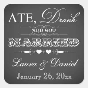 Vintage Chalkboard Style Wedding Favour Sticker