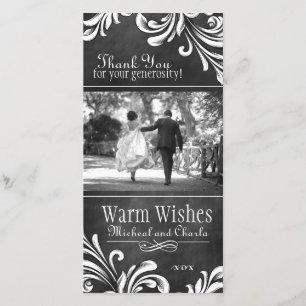 Vintage Chalkboard Thank You Photo Card (4x8)