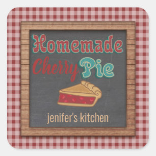 Vintage chalkboard typography homemade cherry pie square sticker