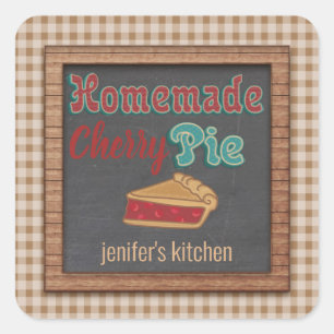 Vintage chalkboard typography homemade cherry pie square sticker