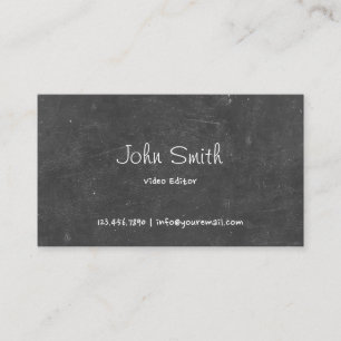 Vintage Chalkboard Video Editor Business Card