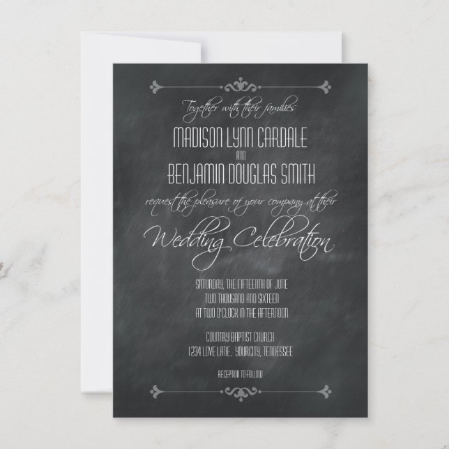 Vintage Chalkboard Wedding Celebration Invitations (Front)