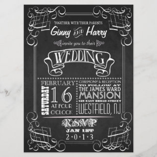 Vintage Chalkboard Wedding Invitation