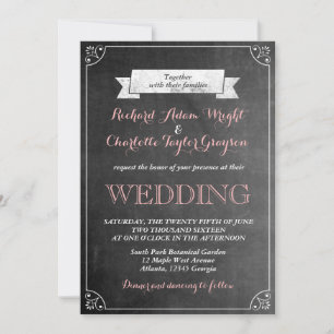 Vintage Chalkboard Wedding Invitation