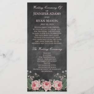 Vintage Chalkboard   Wedding Program Rack Cards