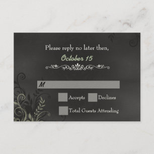 Vintage Chalkboard Wedding RSVP Card