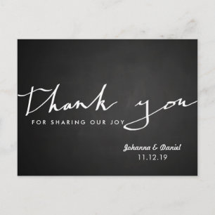 Vintage Chalkboard Wedding Thank You Typography Postcard