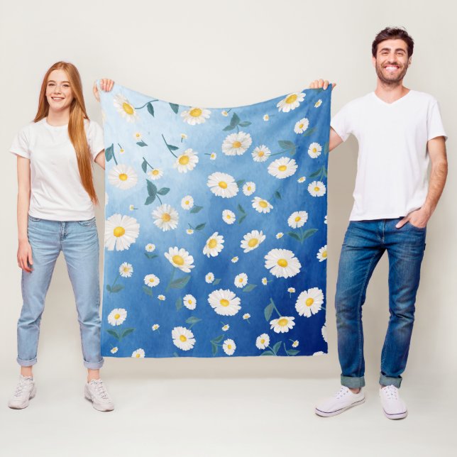 Vintage Chamomile Flower Fleece Blanket (In Situ)