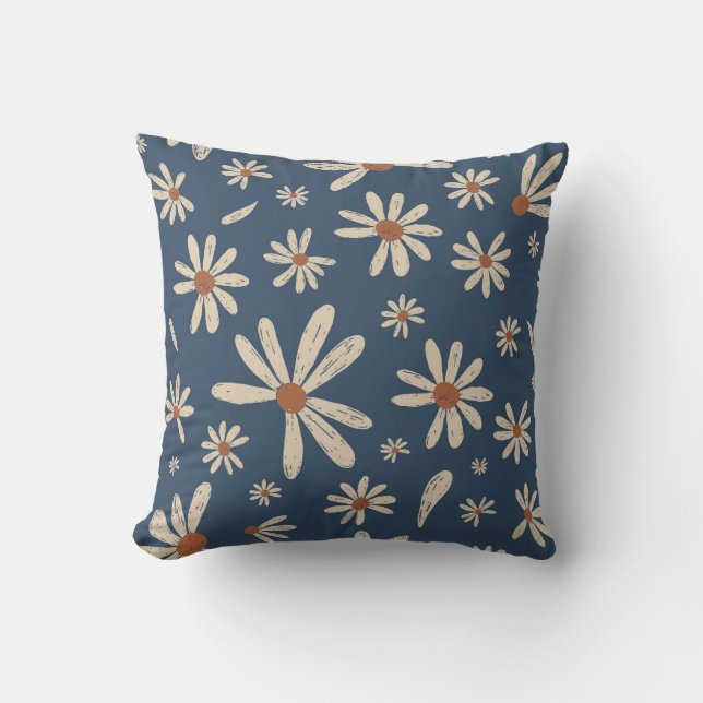 Vintage Chamomile Flowers pattern Cushion (Front)