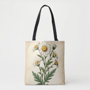 Vintage Chamomile Garden – Antique Botanical AOP Tote Bag
