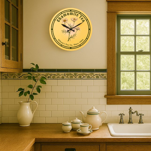 Vintage Chamomile Herb Botanical Art Large Clock (Creator Uploaded)