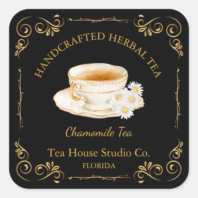 Vintage Chamomile Tea Square Label (Front)