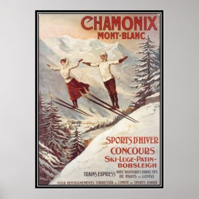 Vintage Chamonix, Mont-Blanc, France - Poster (Front)