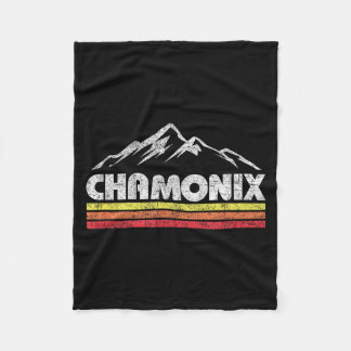 Vintage chamonix retro mountain mens womens fleece blanket