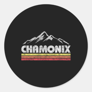 Vintage Chamonix Retro Mountain Mens Womens Souven Classic Round Sticker