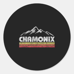 Vintage Chamonix Retro Mountain Mens Womens Souven Classic Round Sticker