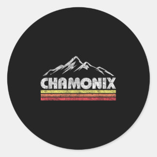 Vintage Chamonix Retro Mountain Mens Womens Souven Classic Round Sticker