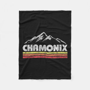Vintage Chamonix Retro Mountain Mens Womens Souven Fleece Blanket