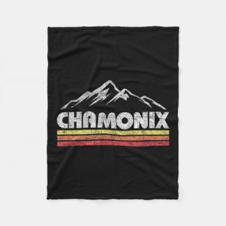 Vintage Chamonix Retro Mountain Mens Womens Souven Fleece Blanket
