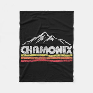 Vintage Chamonix Retro Mountain Mens Womens Souven Fleece Blanket