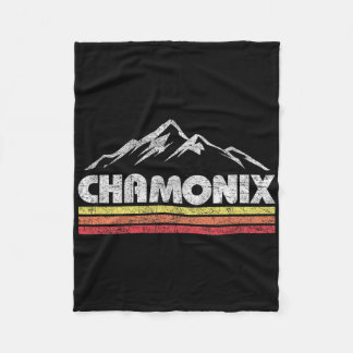 Vintage Chamonix Retro Mountain Mens Womens Souven Fleece Blanket