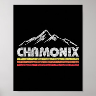 Vintage Chamonix Retro Mountain Mens Womens Souven Poster