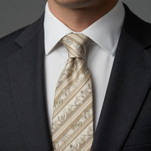 Vintage Champagne Botanical Stripe Tie