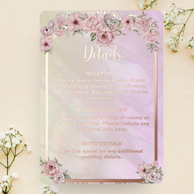 Vintage Champagne Peony Foil Enclosure Card (Creator Uploaded)