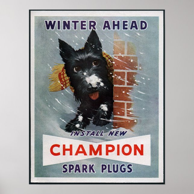 Vintage Champion Spark Plugs Ad Poster (Front)