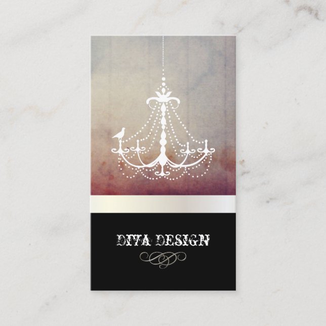 Vintage Chandelier + Baroque Background Business Card (Front)